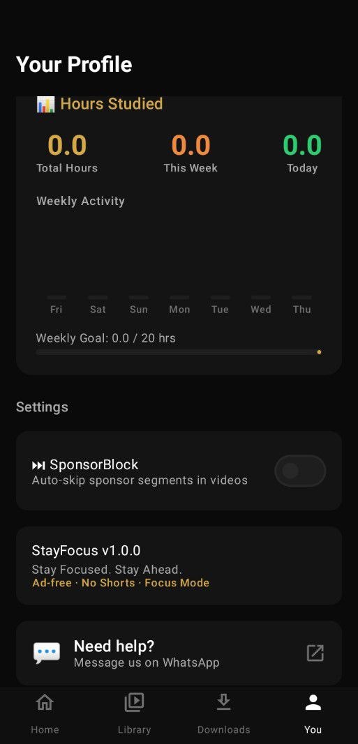 StayFocus Hours Tracking and SponsorBlock